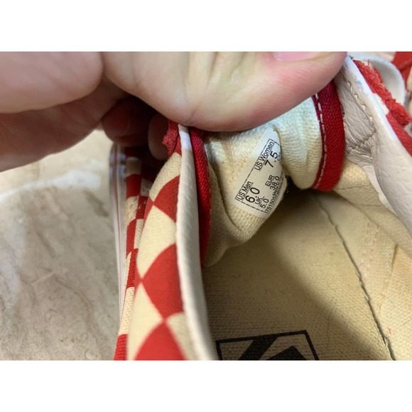 Red Checkered Pattern Lace Up Vans Old School M 6 W 7.5 - Picture 8 of 8
